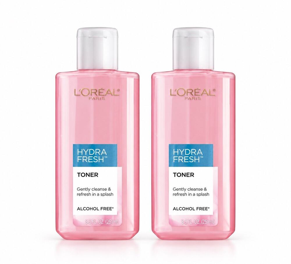 2 Pack L'Oreal Paris Hydra Fresh Toner Alcohol Free 8.5 fl oz Each NEW